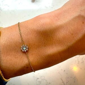 Sydney Evan 14k gold diamond and enamel adjustable bracelet. 7” and 6” lengths